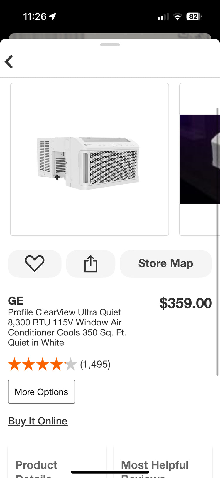 GE Profile ClearView 8,300 BTU Smart Window Air Conditioner