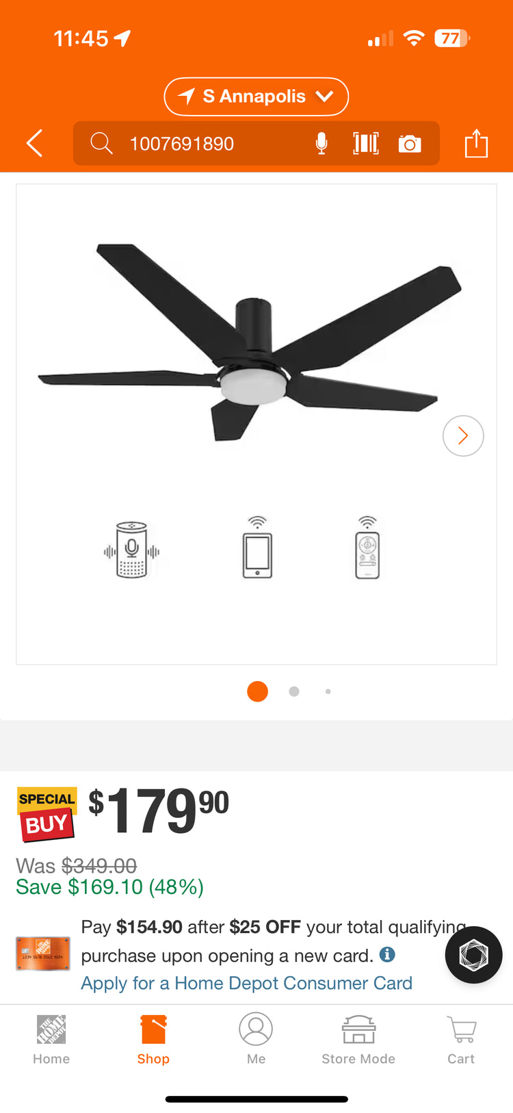 Carro Voyager 52” LED Indoor/Outdoor Smart Ceiling Fan