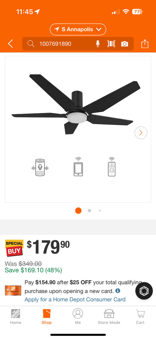 Carro Voyager 52” LED Indoor/Outdoor Smart Ceiling Fan