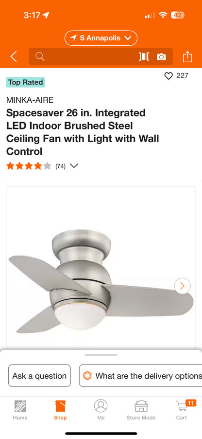 Minka-Aire Spacesaver 26” LED Indoor Ceiling Fan