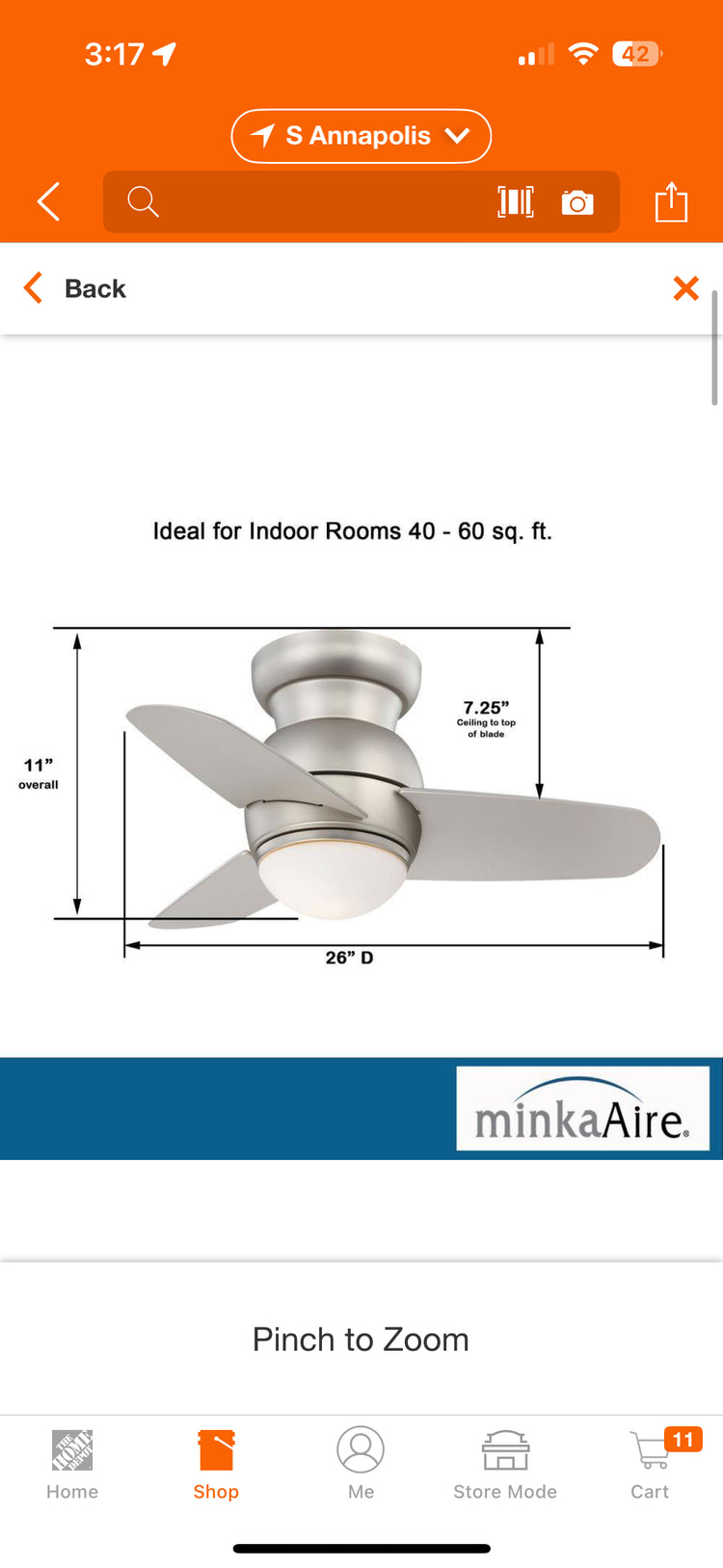 Minka-Aire Spacesaver 26” LED Indoor Ceiling Fan