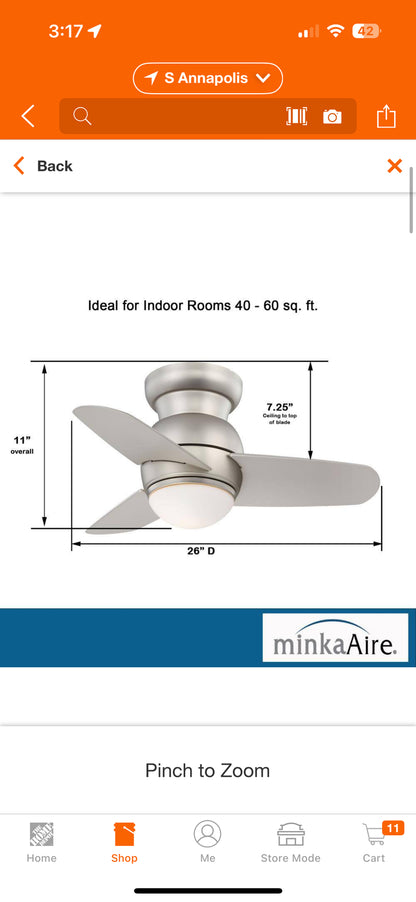 Minka-Aire Spacesaver 26” LED Indoor Ceiling Fan