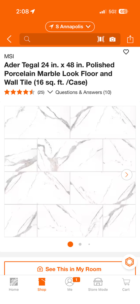 MSI Ader Tegal 24x48” Polished Porcelain Marble Look Floor & Wall Tile