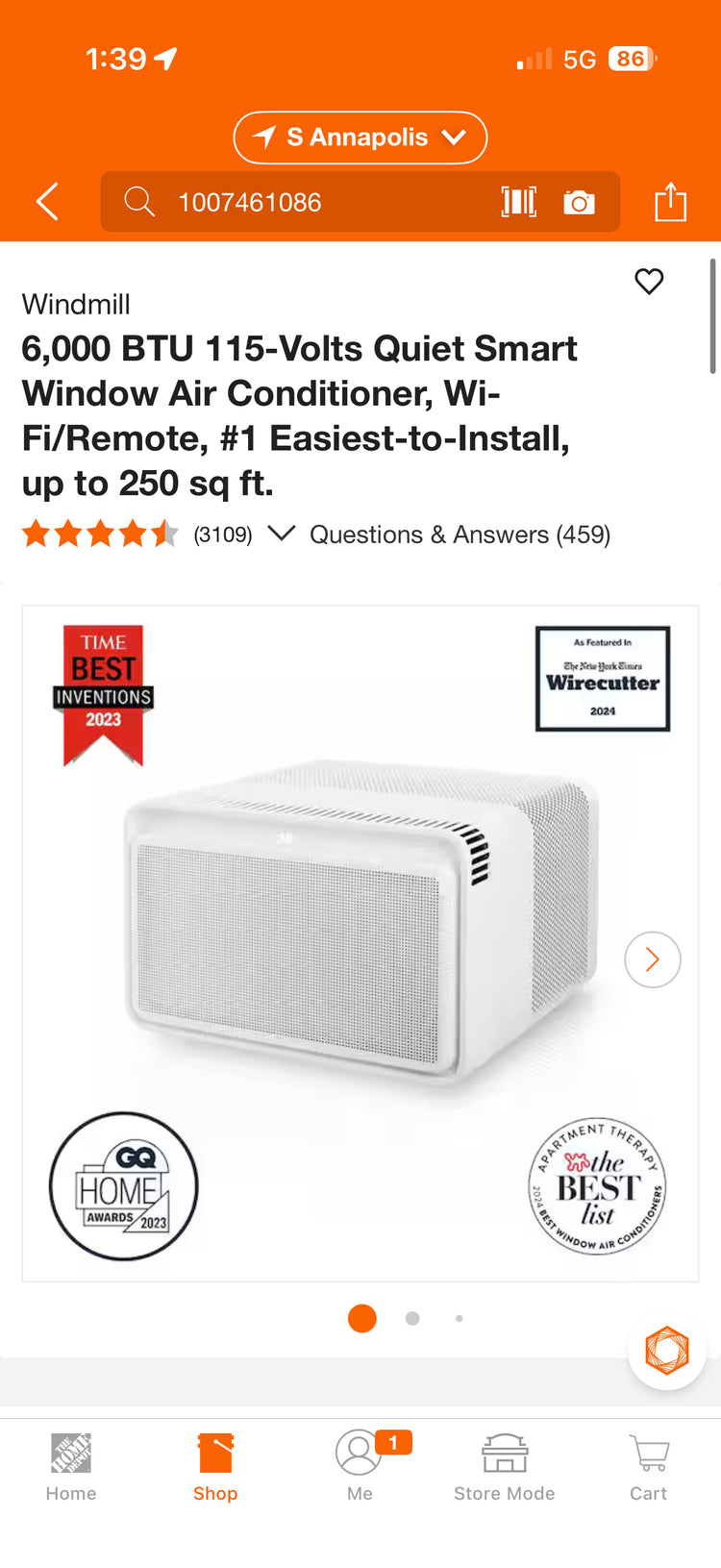 Windmill 6,000 BTU Quiet Smart Window Air Conditioner