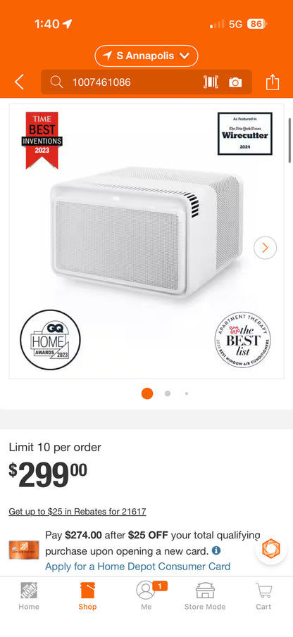 Windmill 6,000 BTU Quiet Smart Window Air Conditioner