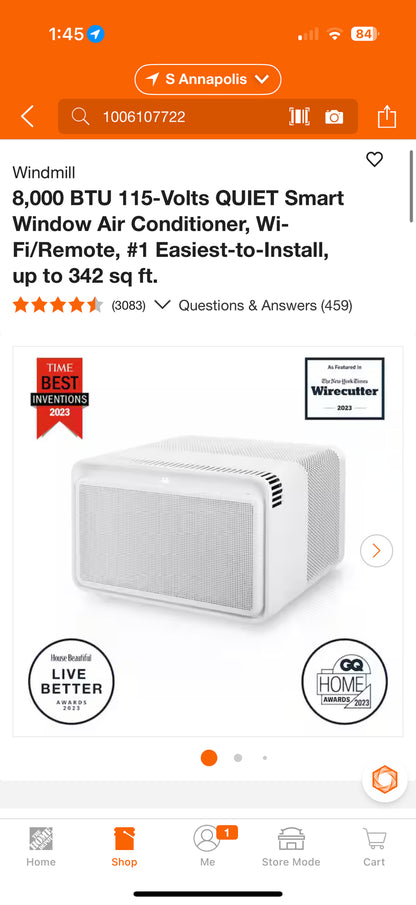 Windmill 8,000 BTU Quiet Smart Window Air Conditioner