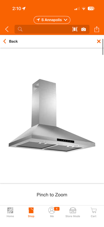 Sharp 30” Convertible Wall Mount Stainless Steel Range Hood