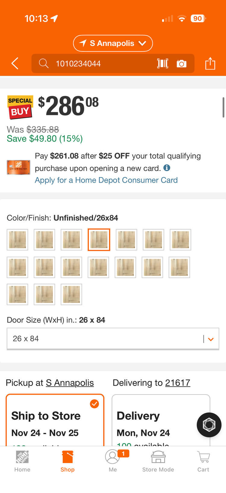 Homacer 26x84” Unfinished Solid Pine Wood Sliding Barn Door w/Kit