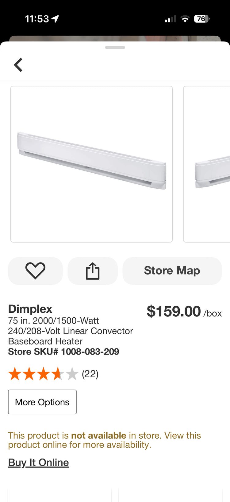 Dimplex 60” & 75” Linear Convector Baseboard Heater
