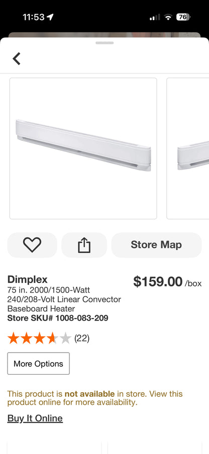 Dimplex 60” & 75” Linear Convector Baseboard Heater