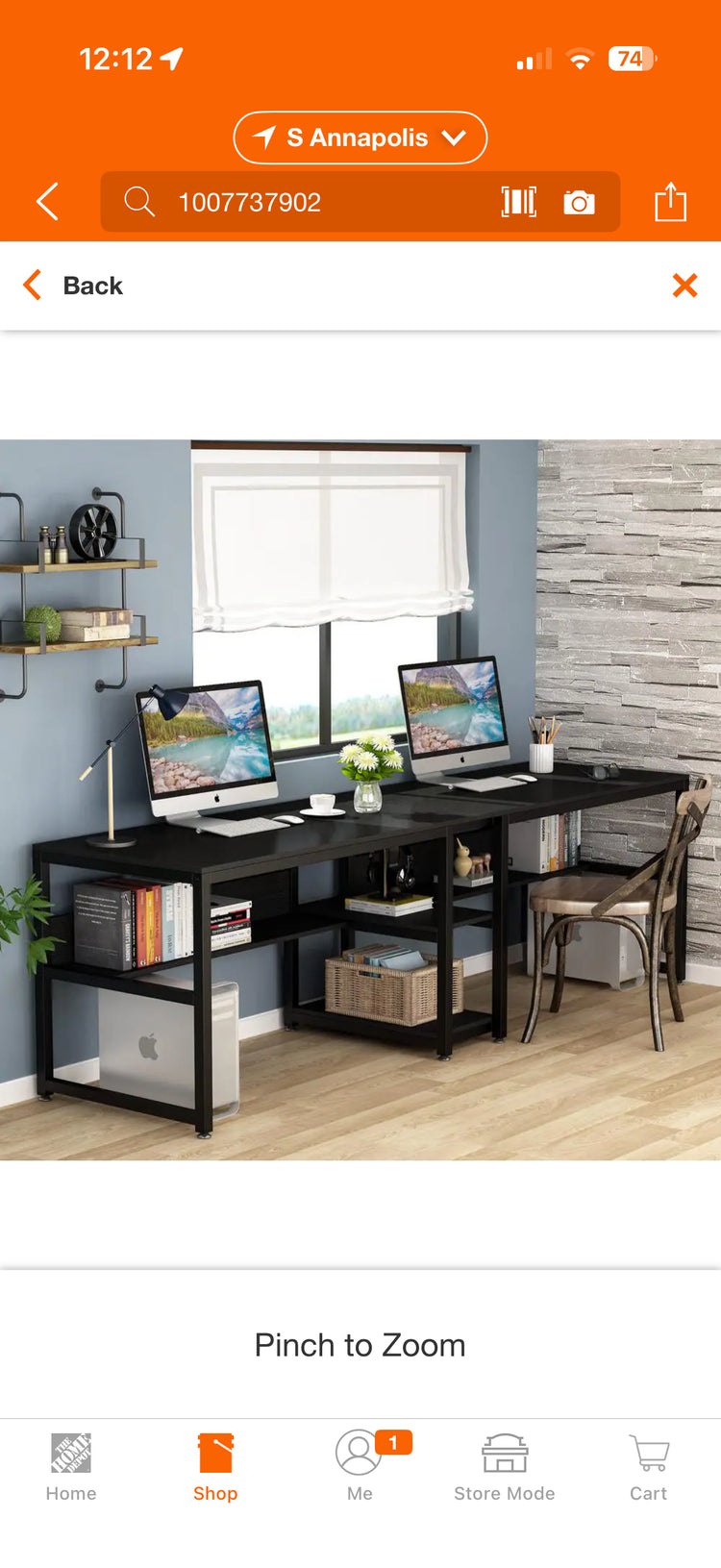 Tribesigns Cassey 79” Wood & Metal Double Computer Desk