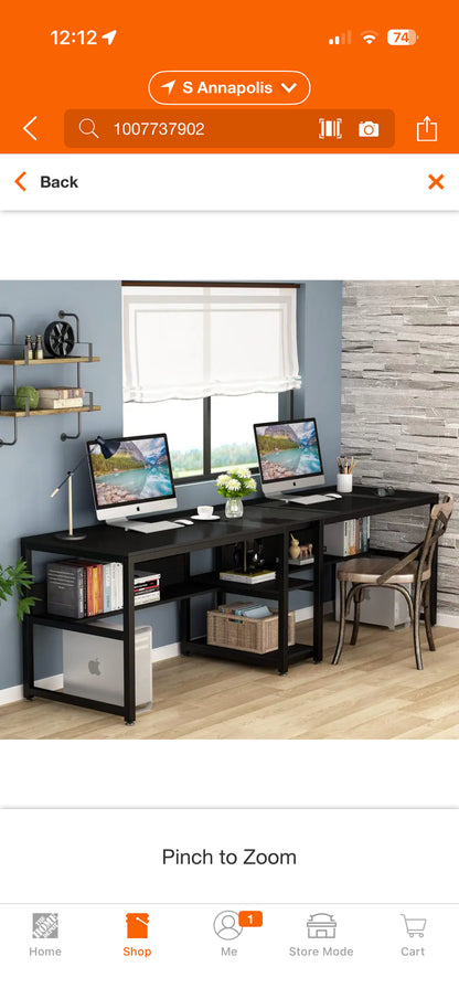 Tribesigns Cassey 79” Wood & Metal Double Computer Desk