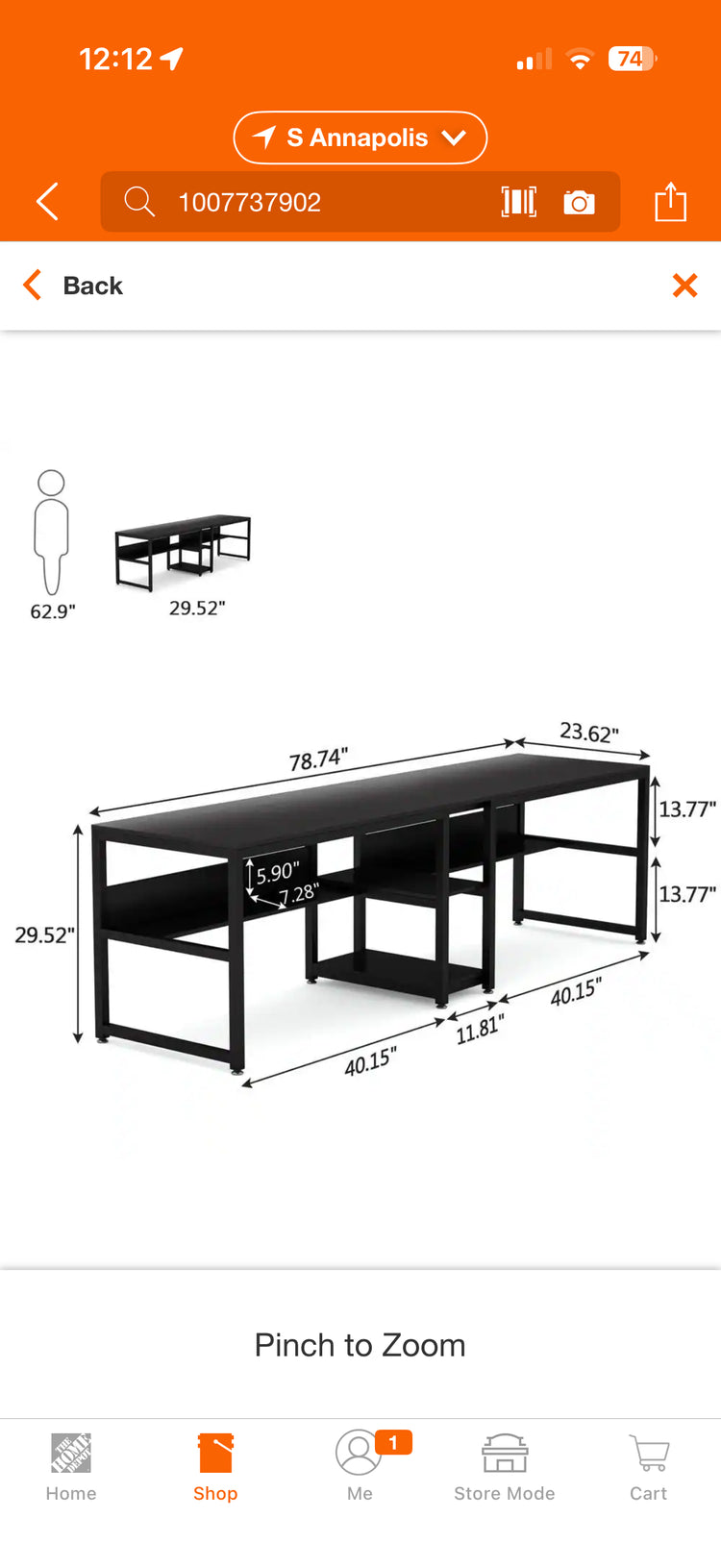 Tribesigns Cassey 79” Wood & Metal Double Computer Desk