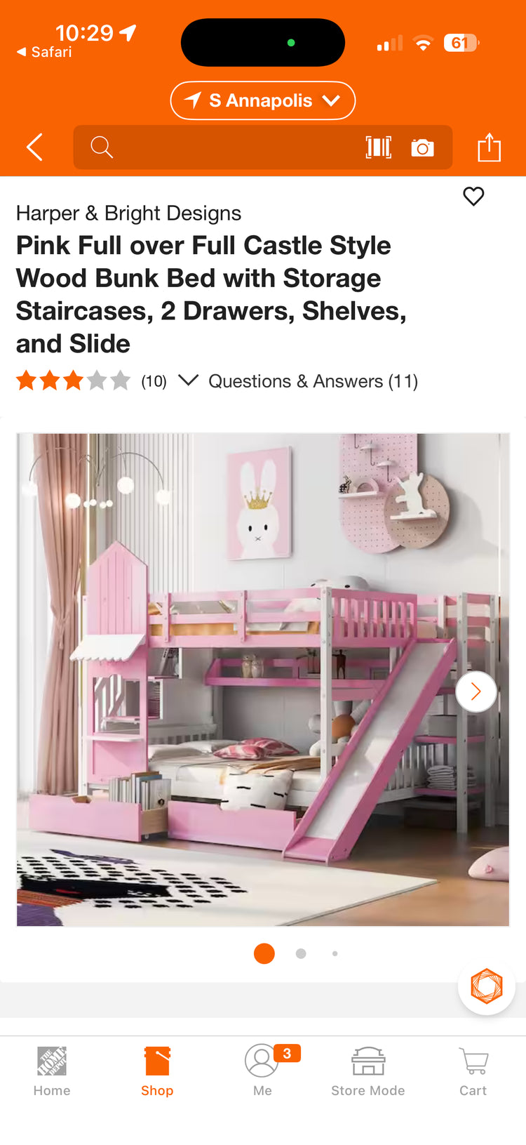 Harper & Bright Pink/White Full over Full Bunk Bed