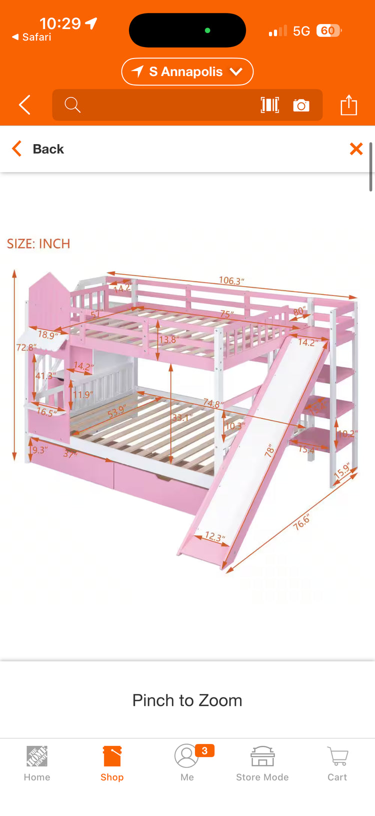 Harper & Bright Pink/White Full over Full Bunk Bed