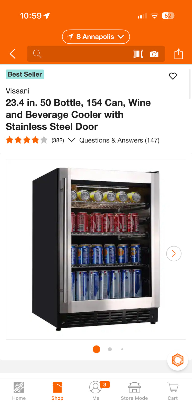 Vissani 50 Bottle/154 Can Wine & Beverage Cooler