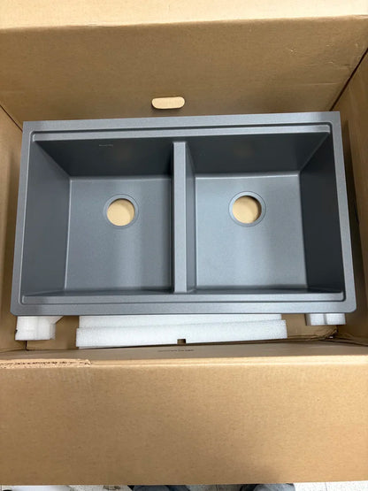 Elkay Classic Quartz/Graphite 33” Undermount Double Bowl Kitchen Sink