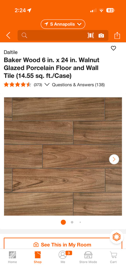 Daltile Baker Wood 6x24” Walnut Glazed Porcelain Floor & Wall Tile