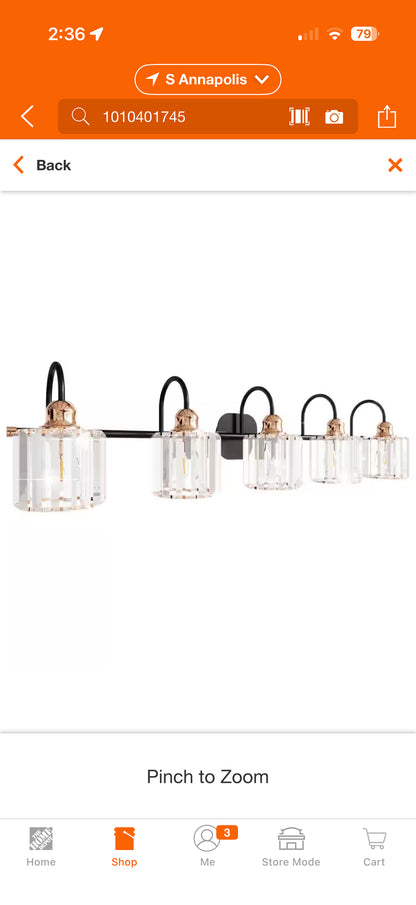 Merrin Crystal 40.55” 5-Light Black & Gold Bath Vanity Light