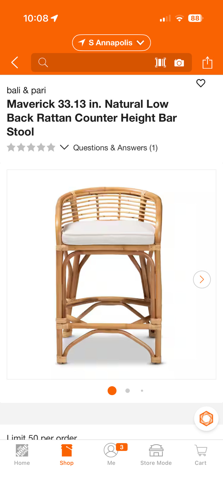 Bali & Pari Rattan Counter Height Bar Stools