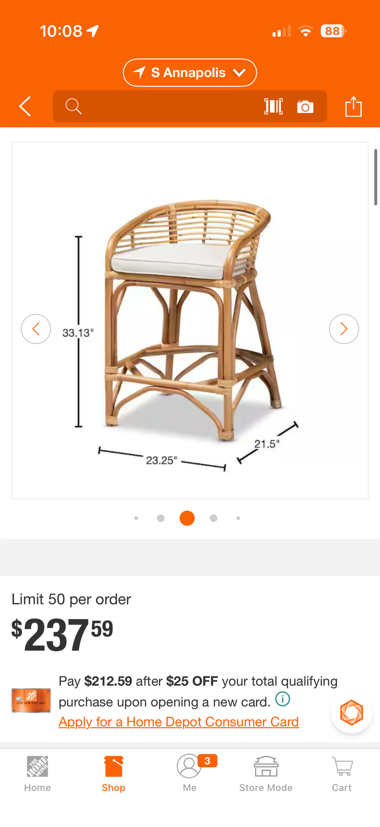 Bali & Pari Rattan Counter Height Bar Stools
