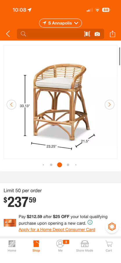 Bali & Pari Rattan Counter Height Bar Stools