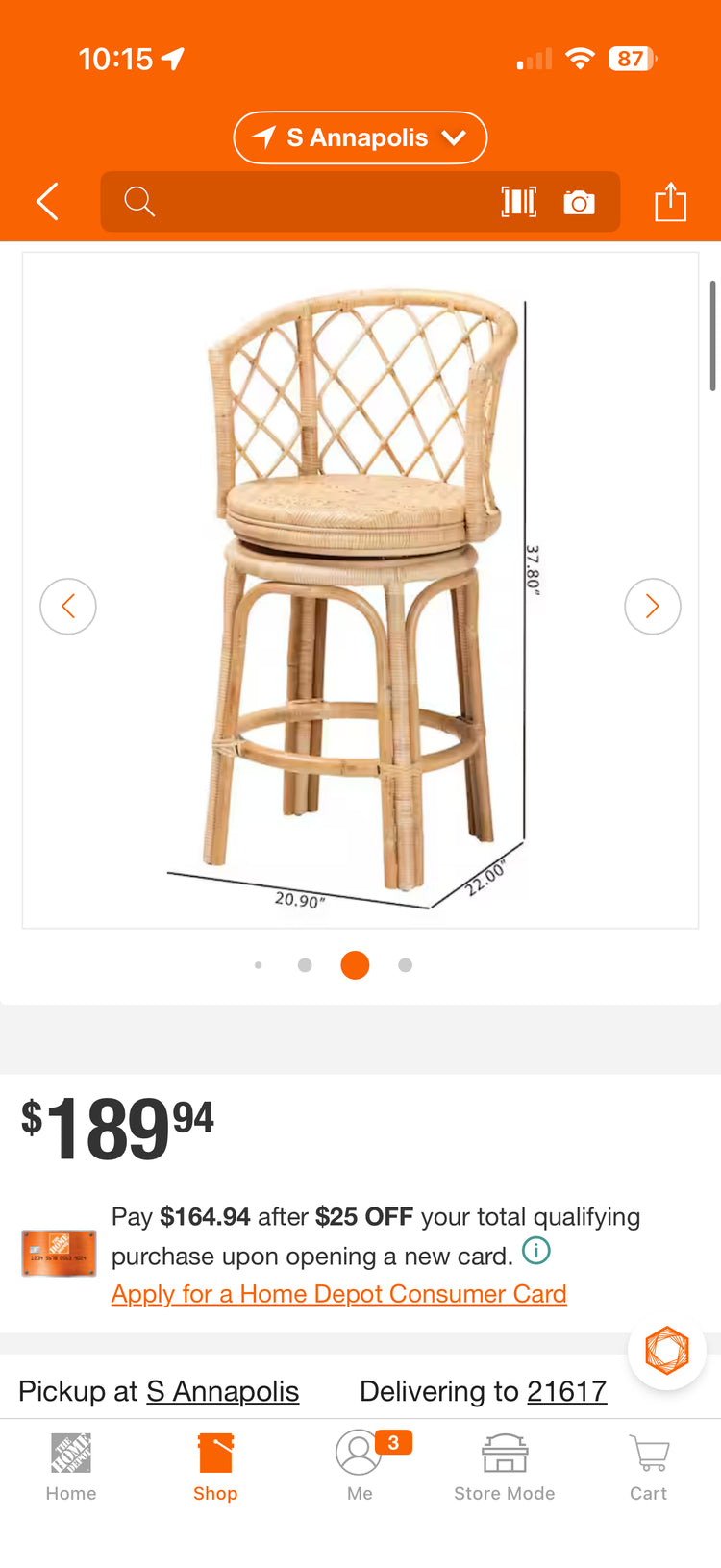 Bali & Pari Rattan Counter Height Bar Stools