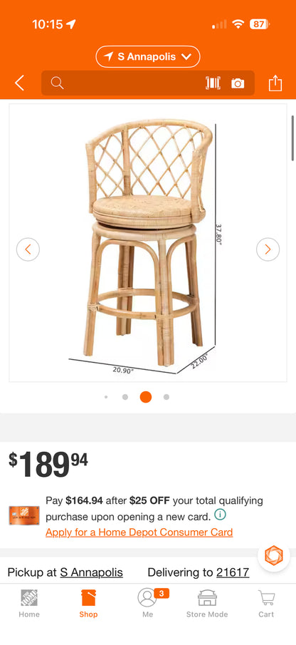 Bali & Pari Rattan Counter Height Bar Stools