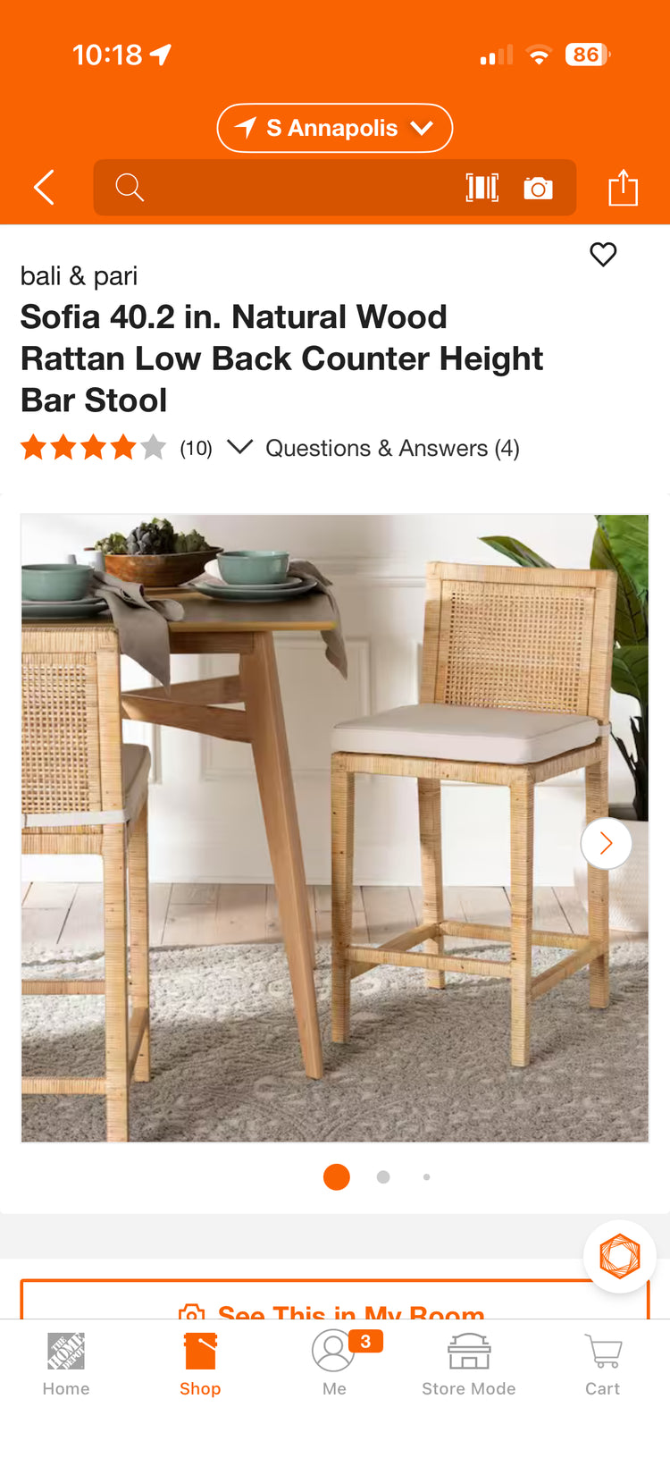 Bali & Pari Rattan Counter Height Bar Stools