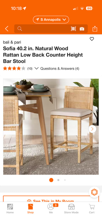 Bali & Pari Rattan Counter Height Bar Stools