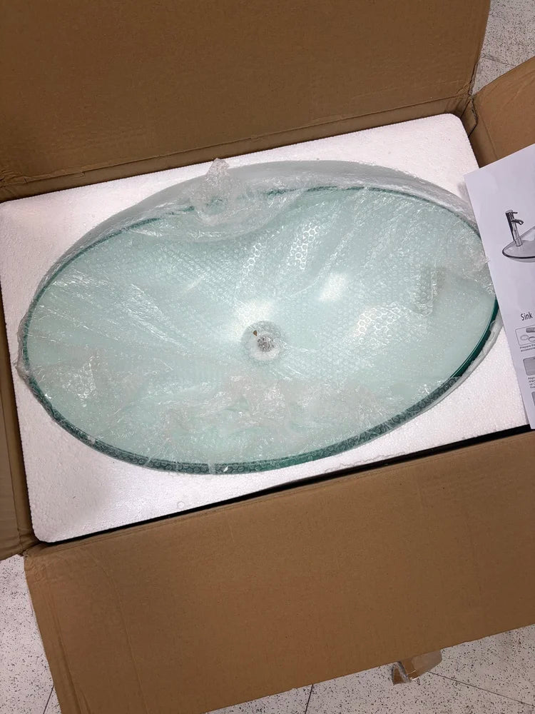 Wonline 16” Bath Vanity w/Glass Sink & Faucet