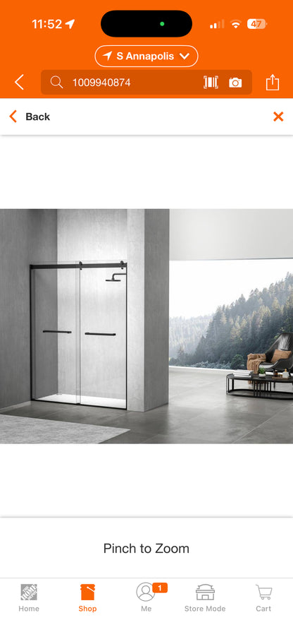Simply Living 60x76” Frameless Sliding Shower Door Kit