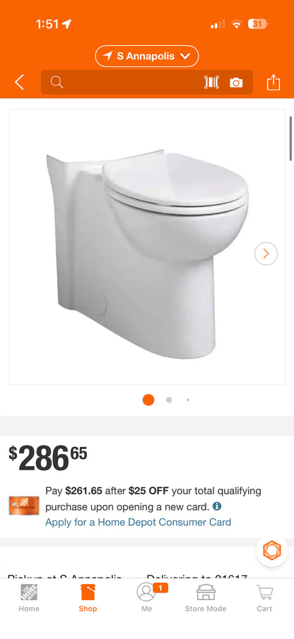 American Standard Cadet 3 FloWise Concealed Trapway Round Toilet