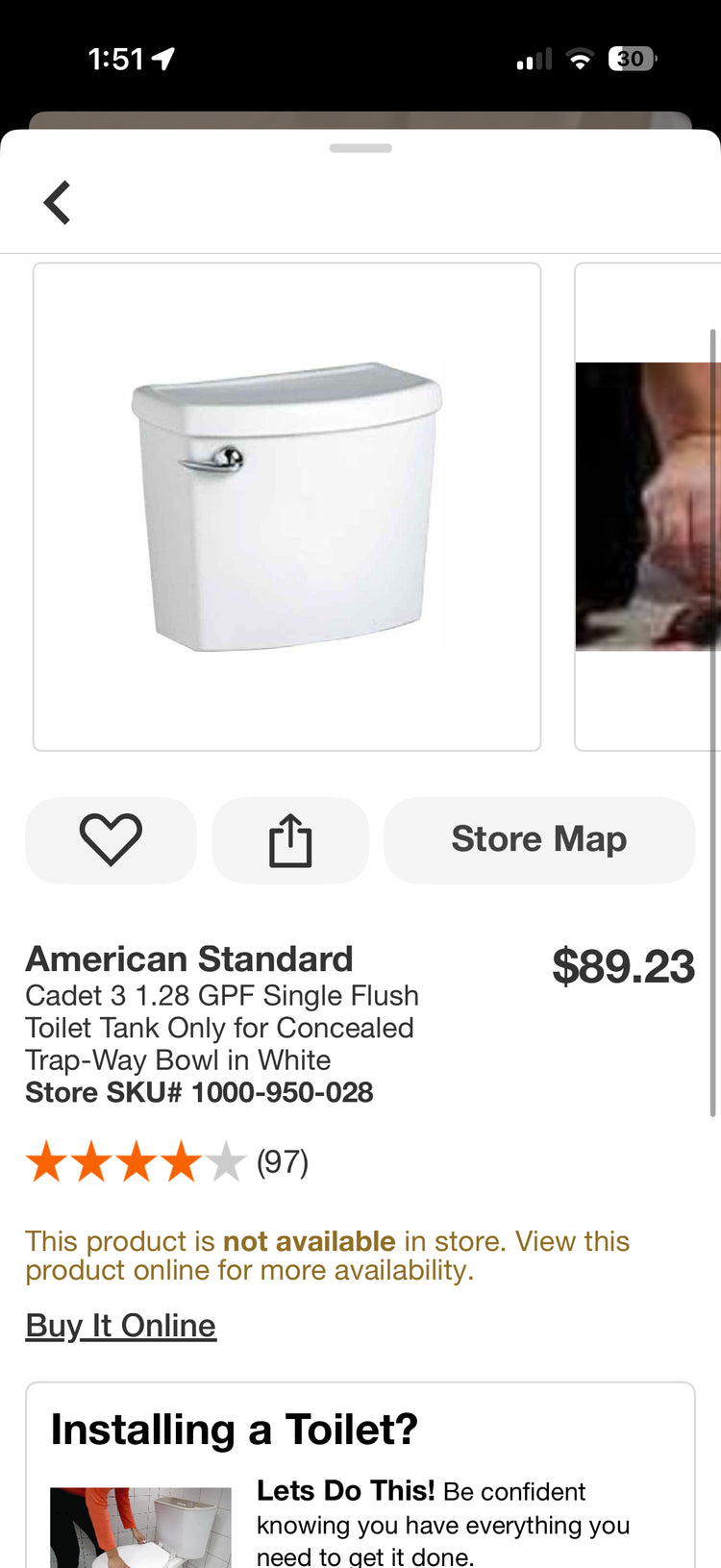 American Standard Cadet 3 FloWise Concealed Trapway Round Toilet