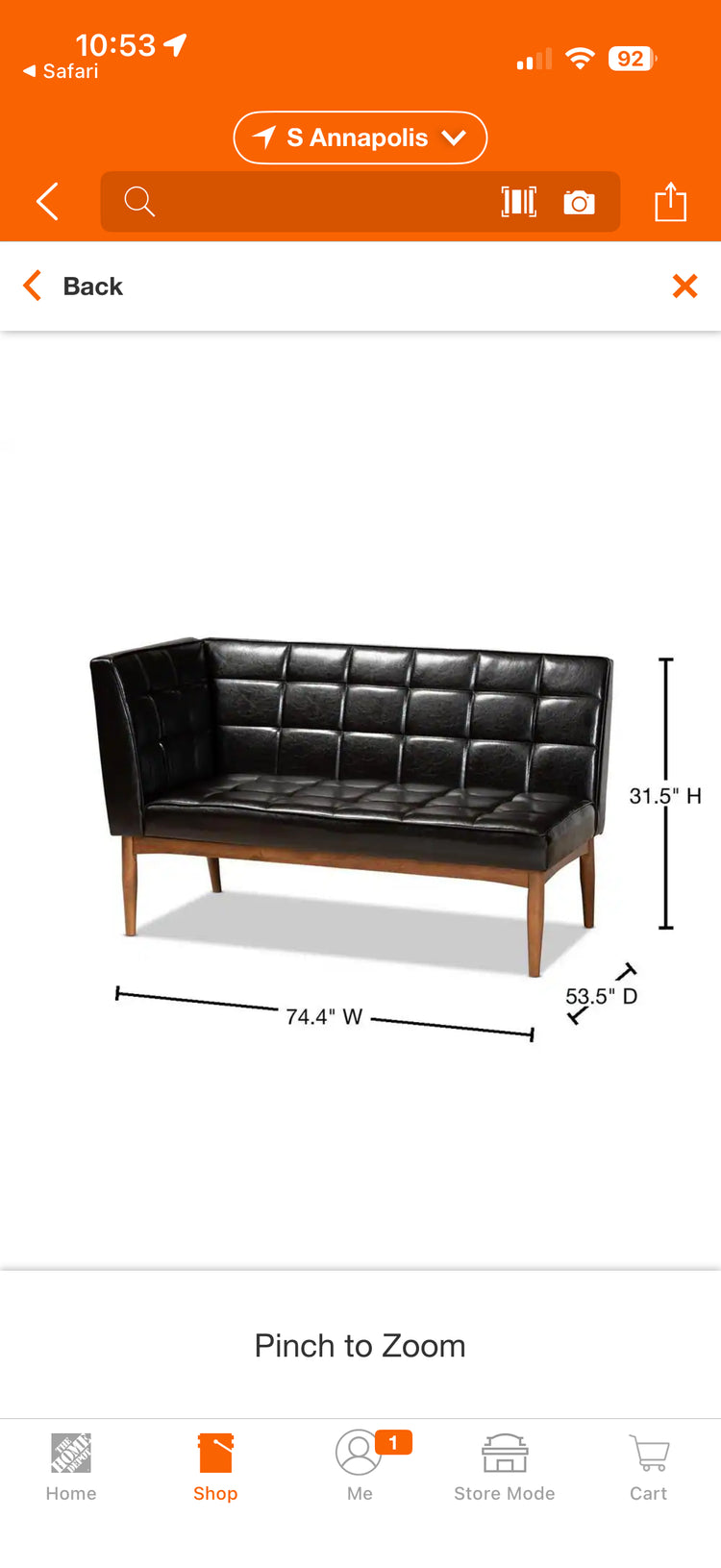 Baxton Studio Sanford Dining Sofa Bench