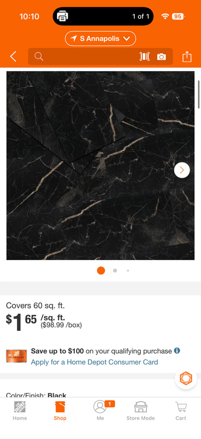 Jeedeson 6 MIL 12” W x 24” L Peel & Stick Vinyl Flooring