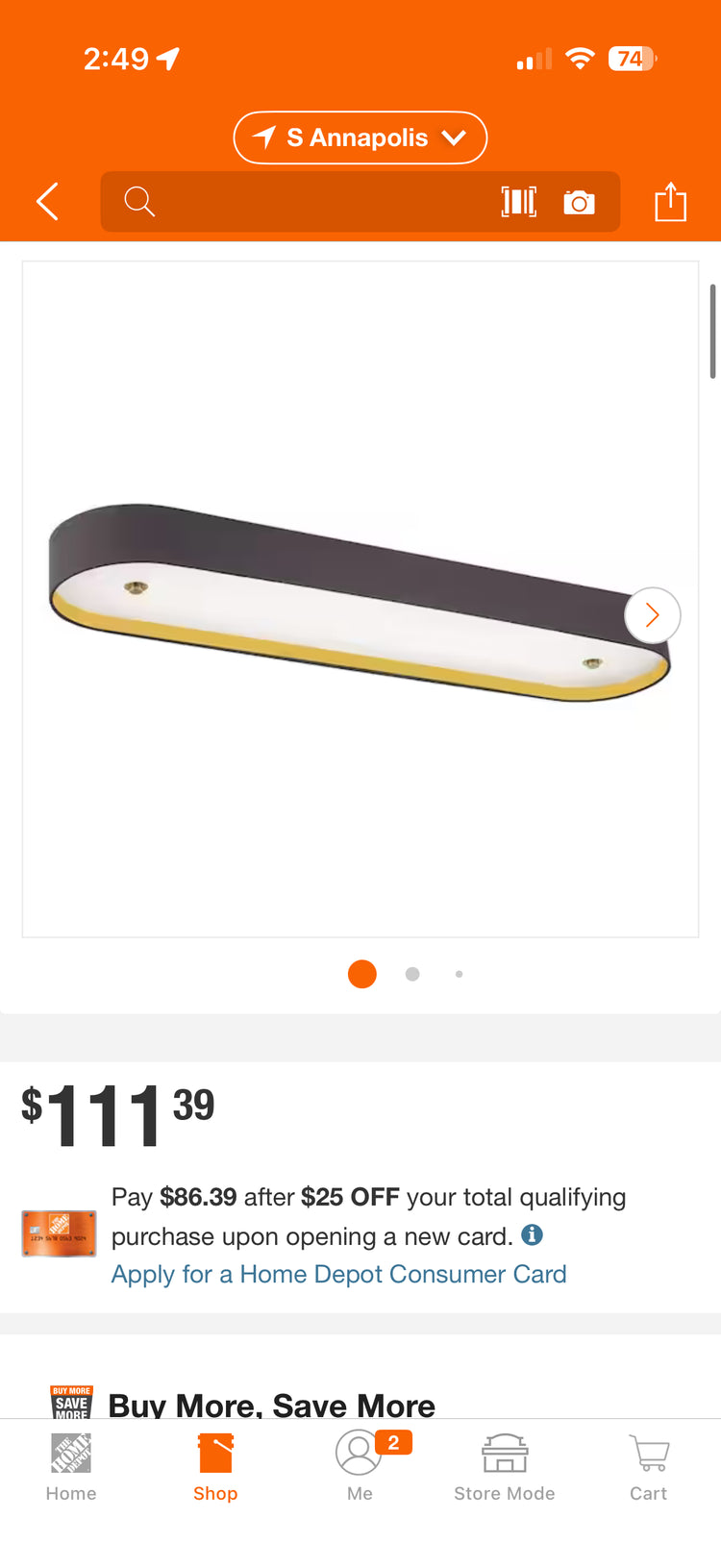 EnviroLite Stacy 44" Dimmable Integrated LED Kitchen Flush Mount Light