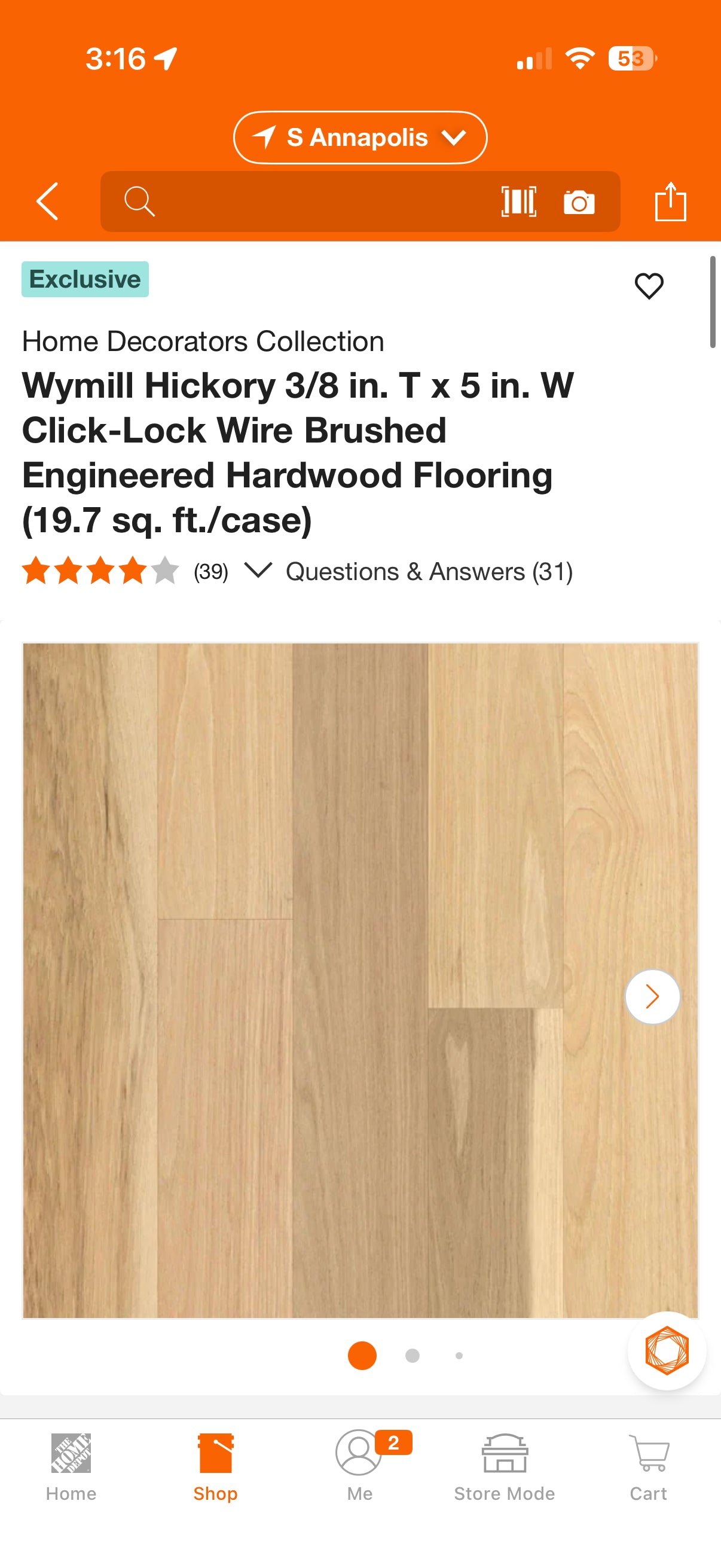 HDC Wymill Hickory Click-Lock Wire Brushed Engineered Hardwood Flooring