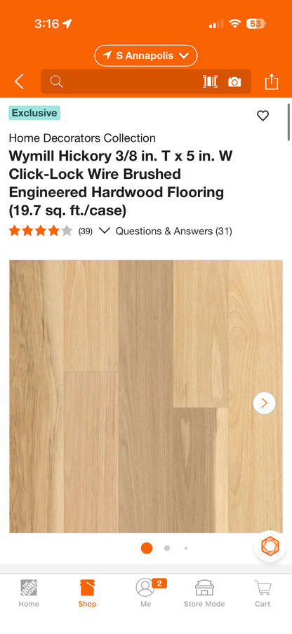 HDC Wymill Hickory Click-Lock Wire Brushed Engineered Hardwood Flooring
