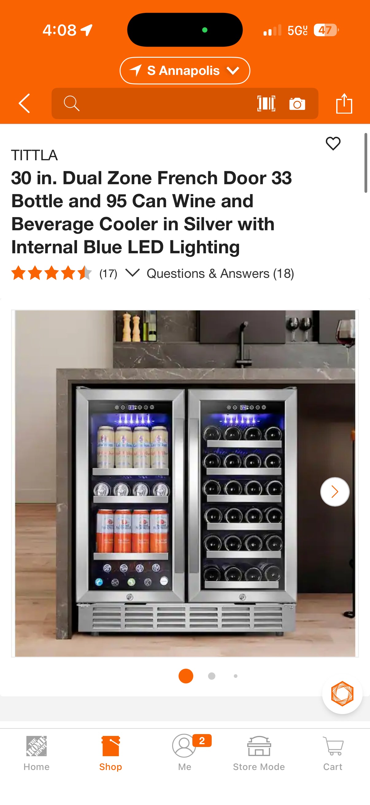 Tittla 30” Dual Zone French Door Beverage & Wine Cooler