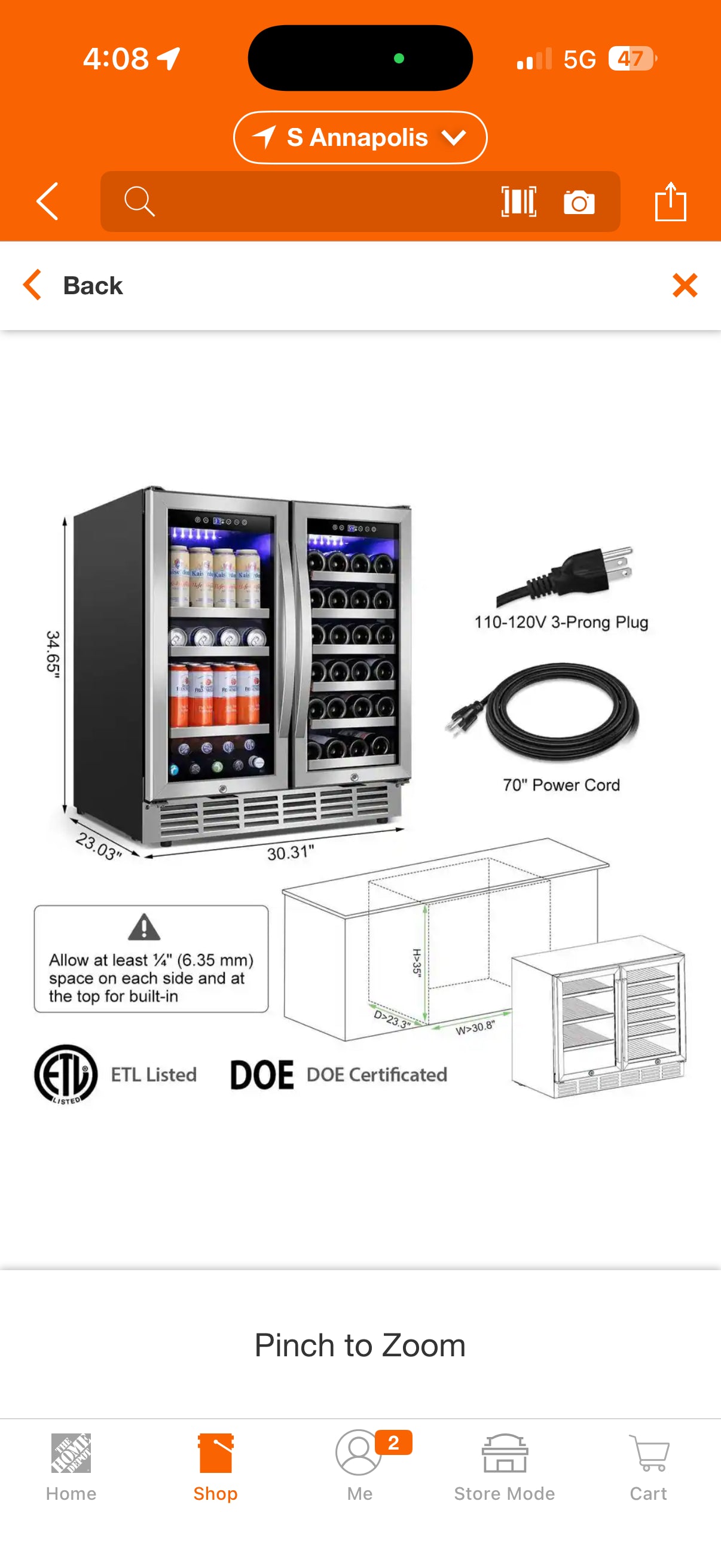 Tittla 30” Dual Zone French Door Beverage & Wine Cooler