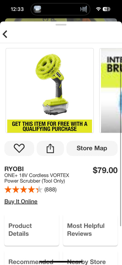 Ryobi One+ 18v Vortex Power Scrubber (Tool Only)