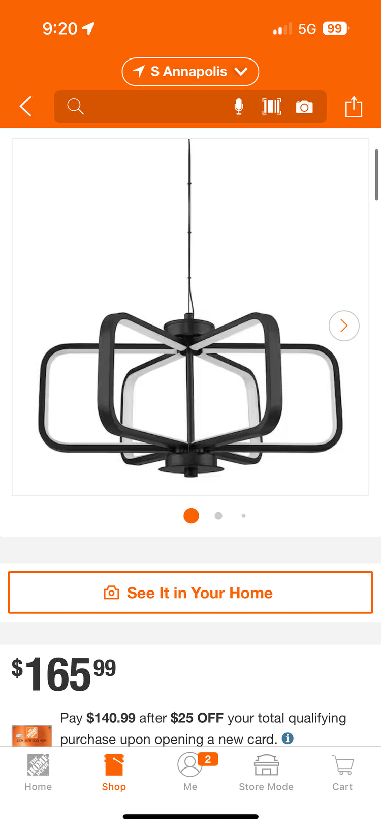Hampton Bay Birmingham 23W Matte Black Integrated LED Pendant