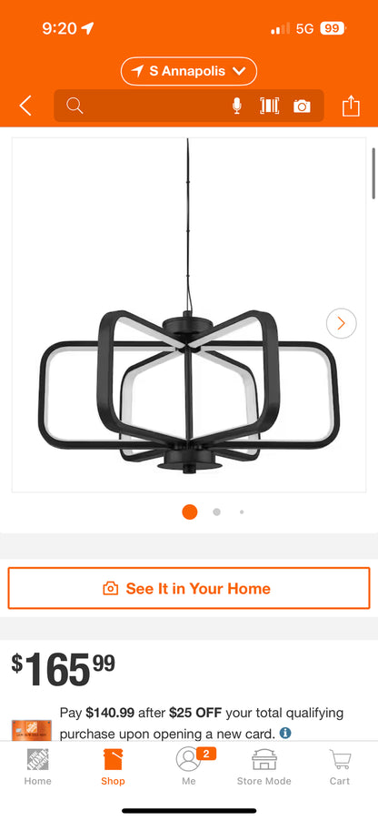 Hampton Bay Birmingham 23W Matte Black Integrated LED Pendant