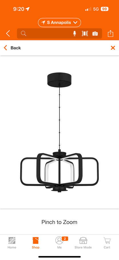 Hampton Bay Birmingham 23W Matte Black Integrated LED Pendant