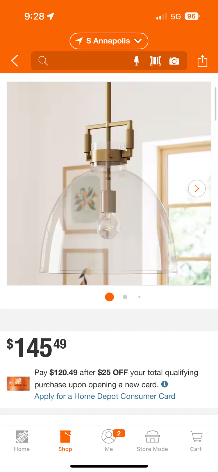 Nathan James Leigh Gold Indoor Ceiling Pendant Lighting Fixture