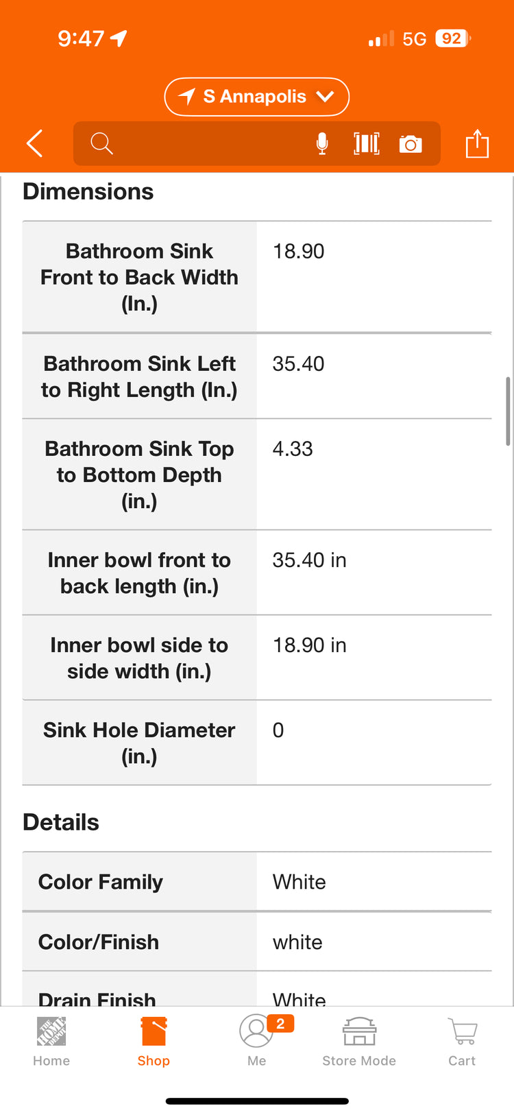 Flynama 35” Solid Surface Basin Bathroom Sink